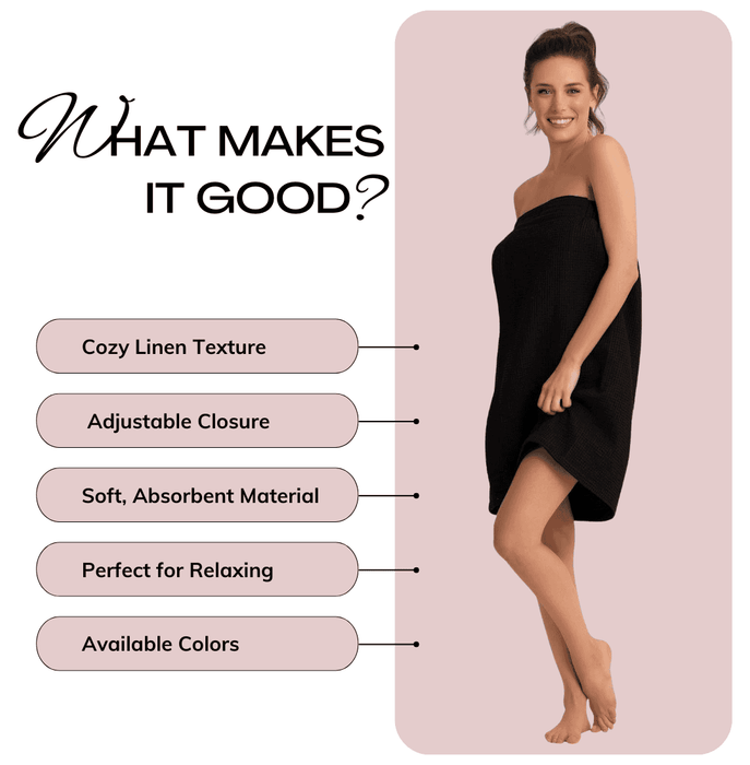 Women's Waffle Body Wrap, Lightweight Cotton Wrap & Comfortable, (Black)