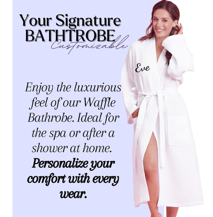 Women's Long Cotton Waffle Bathrobe, Kimono Style, Comfortable & Softness, Polyblend (White)