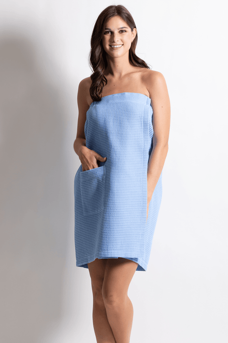 Women's Waffle Body Wrap, Lightweight Cotton Wrap & Comfortable, (Serenity Blue)