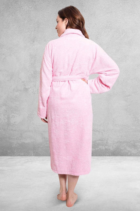 Women's Terry Cloth Cotton Shawl Collar Bathrobe, Luxurious & Lightweight, (Pink)