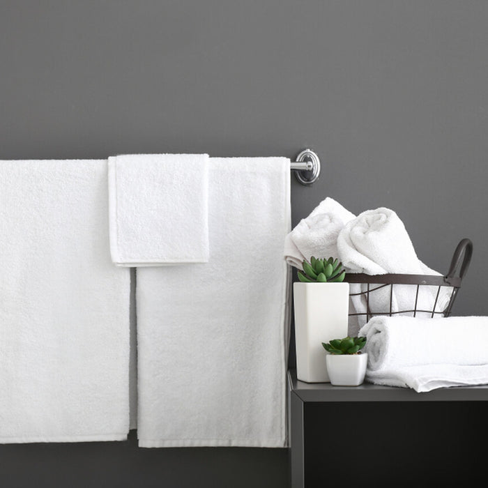 white towel on a white countertop