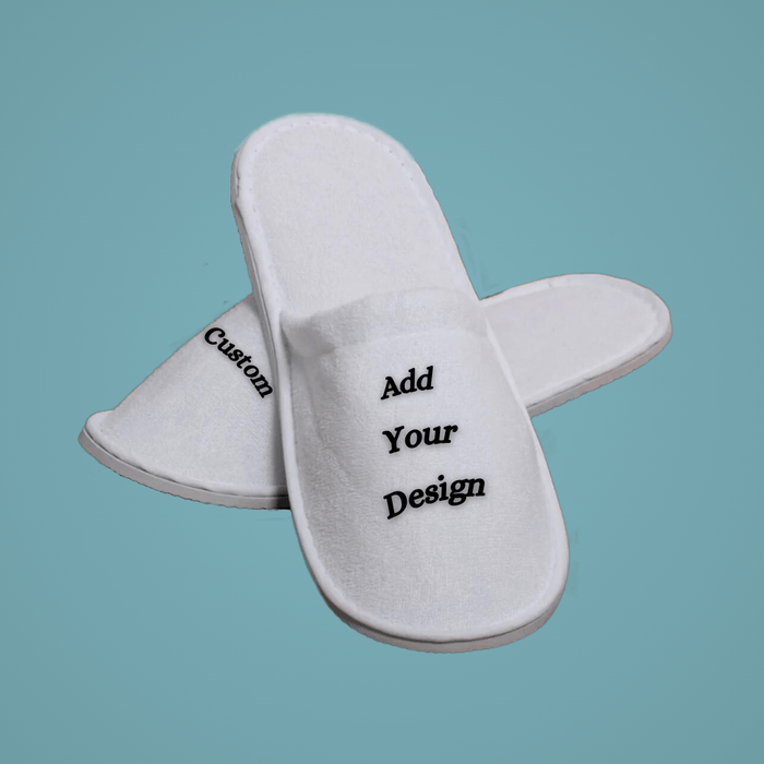 Custom Embroidered Slippers - Terry, Waffle, and Velour Plush Models-Direct from factory  100 Pairs Per Box
