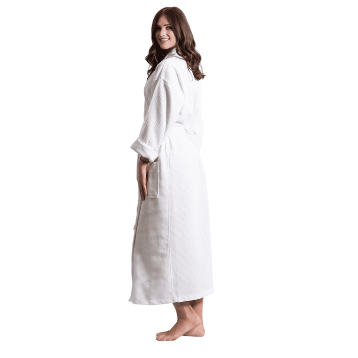 Women's Waffle Bathrobe, Velour Shawl, 100% Cotton