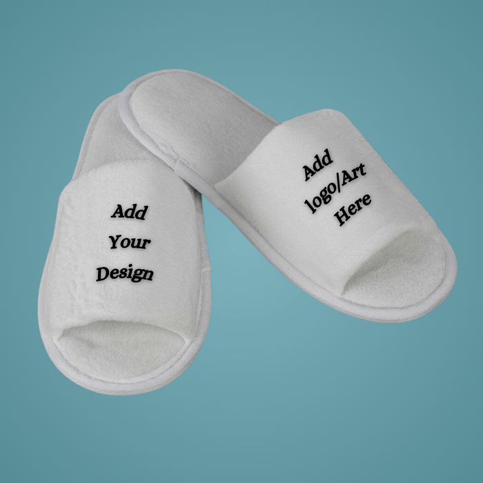 Custom Embroidered Slippers - Terry, Waffle, and Velour Plush Models-Direct from factory  100 Pairs Per Box