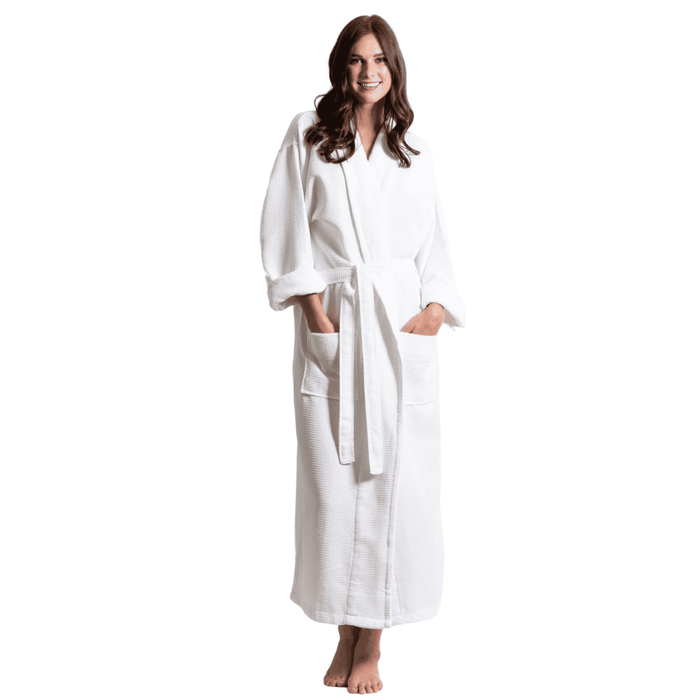 Women's Waffle Bathrobe, Velour Shawl, 100% Cotton