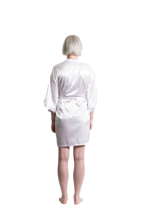 White Satin Kimono Short Robe