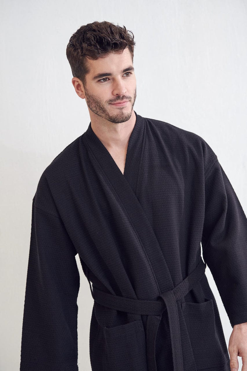 Men's Black Bathrobe Men's Black Robe RobesNmore
