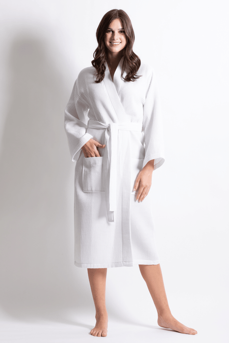 Premium Waffle robe long, Polyblend white