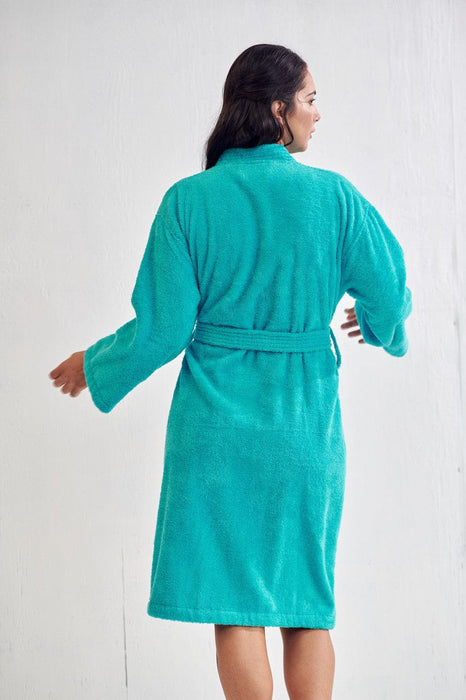 Women's Terry Aqua Bathrobe, Kimono Style