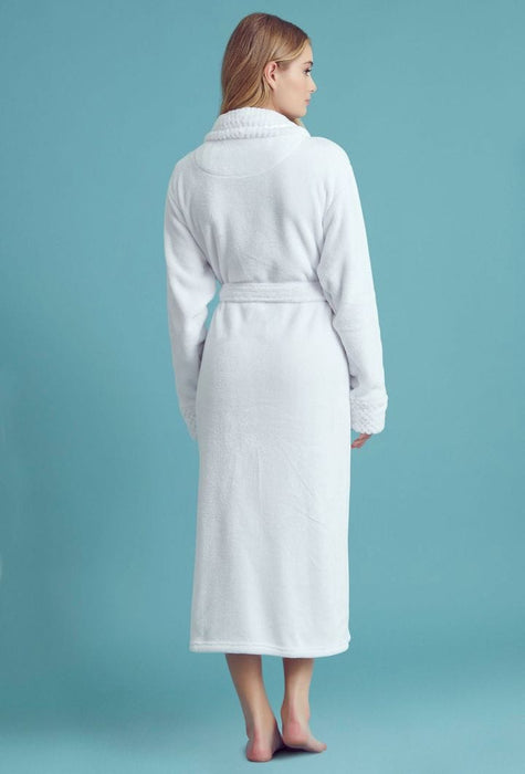 Women Plush Shawl Collar Robe White
