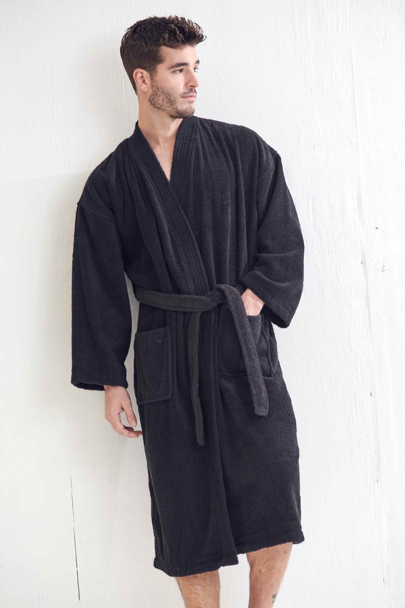 Black Robe For Men Men's Black Bathrobe - Men's Terry Bathrobe | RobesNmore