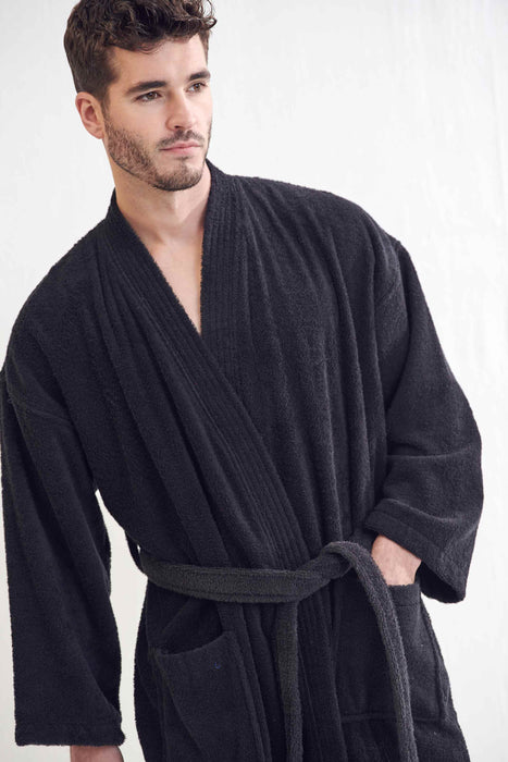 Men's Black Bathrobe - Men's Terry Bathrobe | RobesNmore