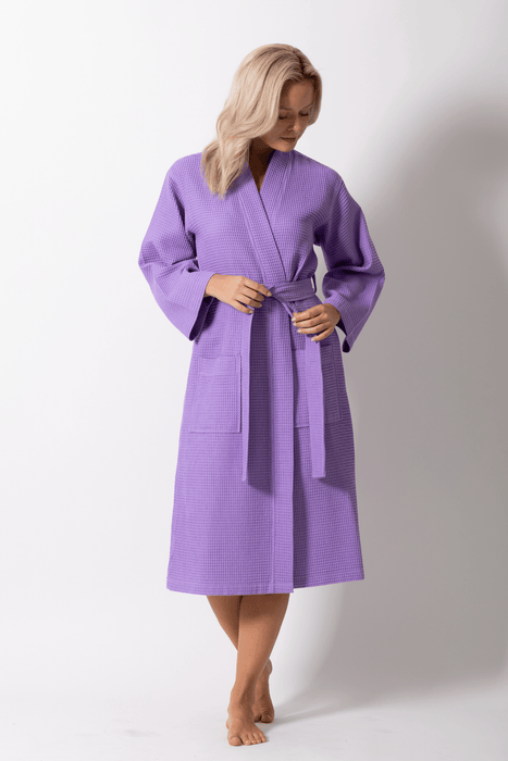 Premium Waffle robe long, Polyblend Lavender
