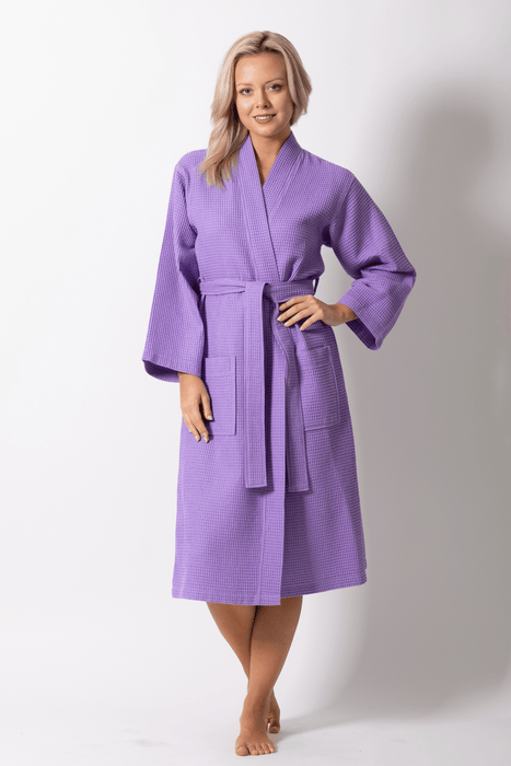 Premium Waffle robe long, Polyblend Lavender