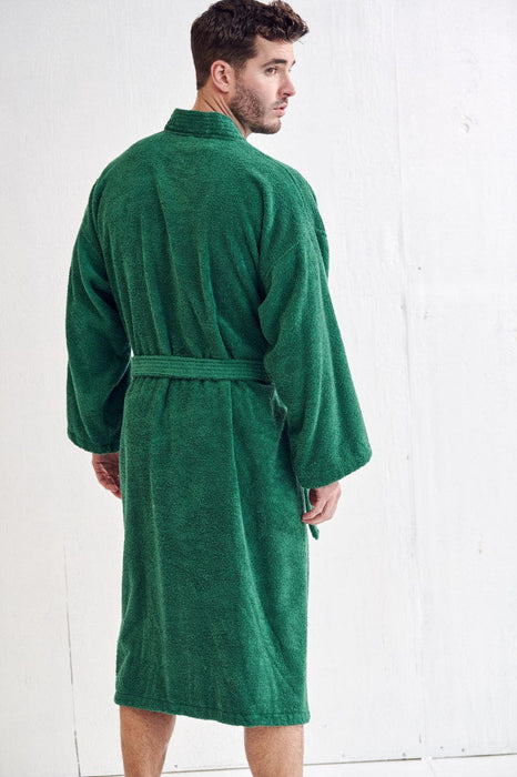 Men's Terry Green Bathrobe, Kimono Style