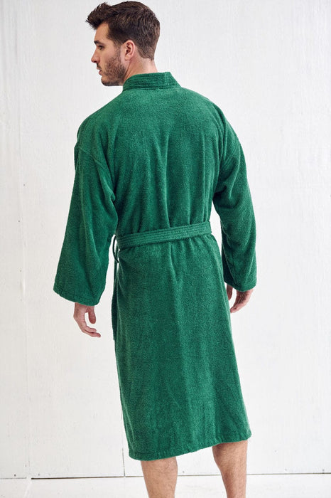 Men's Terry Green Bathrobe, Kimono Style