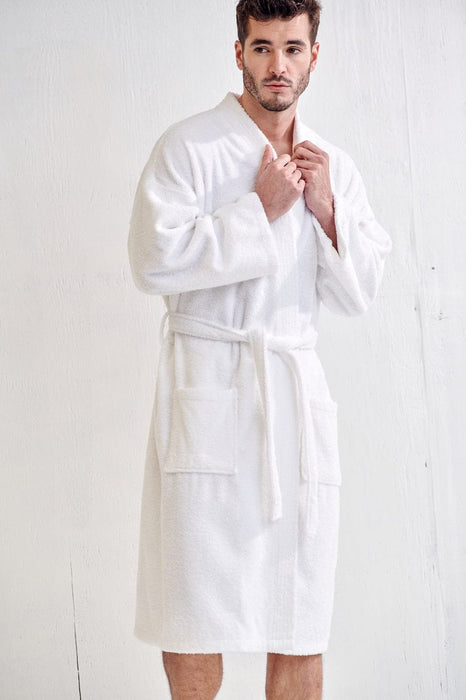 Men's White Bathrobe - Men's White Robe | RobesNmore