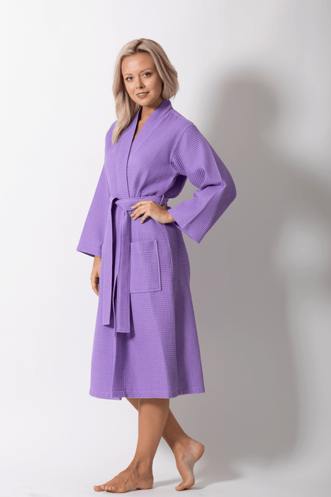 Premium Waffle robe long, Polyblend Lavender