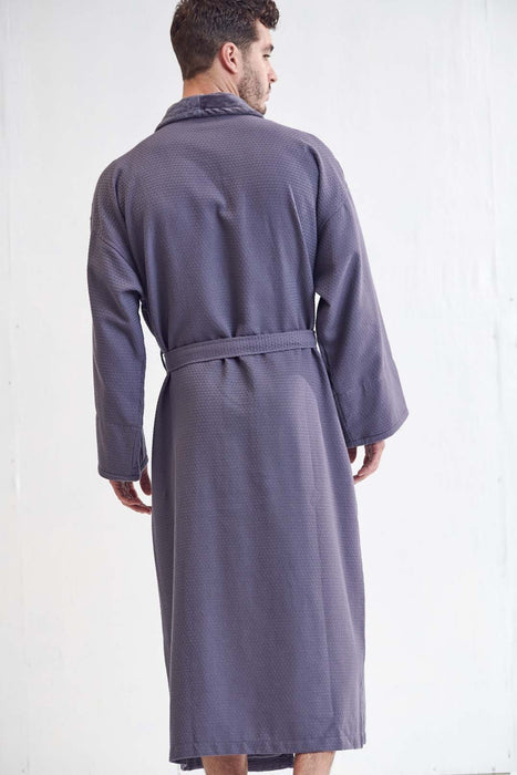 Men's Gray Bathrobe, Velour Shawl