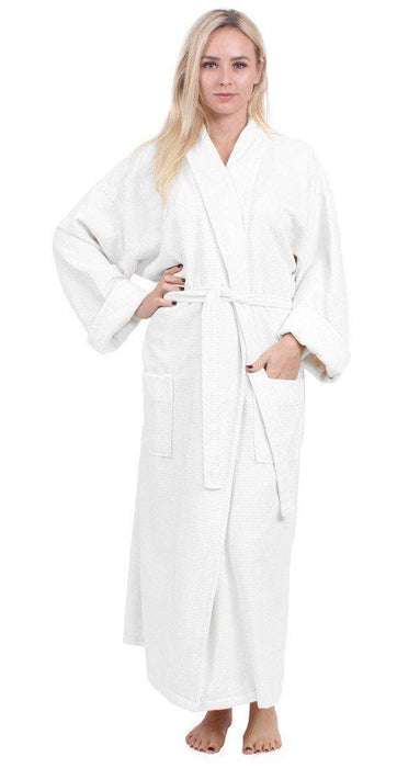 Women's Waffle Bathrobe, Velour Shawl, 100% Cotton