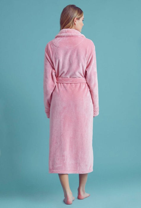 Women Plush Shawl Collar Robe Pink