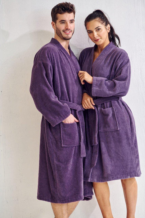 Women's Terry Lavender Bathrobe, Kimono Style