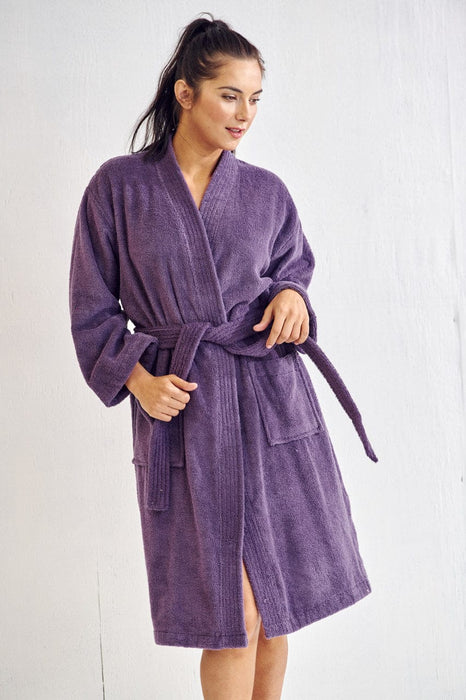 Women's Terry Lavender Bathrobe, Kimono Style