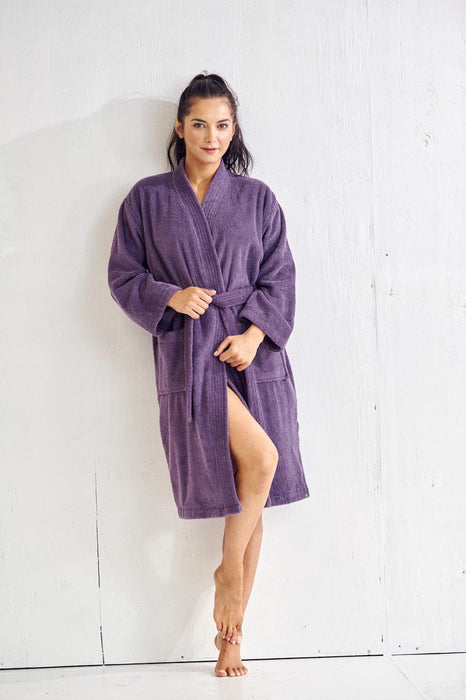 Women's Terry Lavender Bathrobe, Kimono Style
