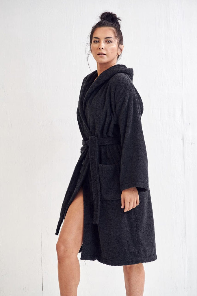 ladies black hooded dressing gown Best Womens Hooded Robe Lotus Linen