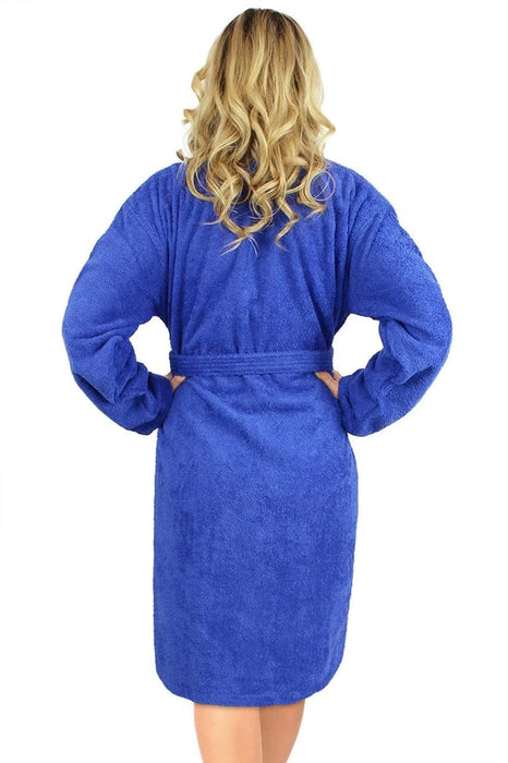 Women's Terry Royal Blue Bathrobe, Kimono Style