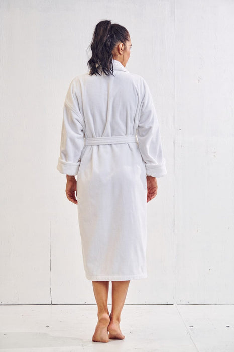 Women's White Bathrobe, Velour Shawl Collar,